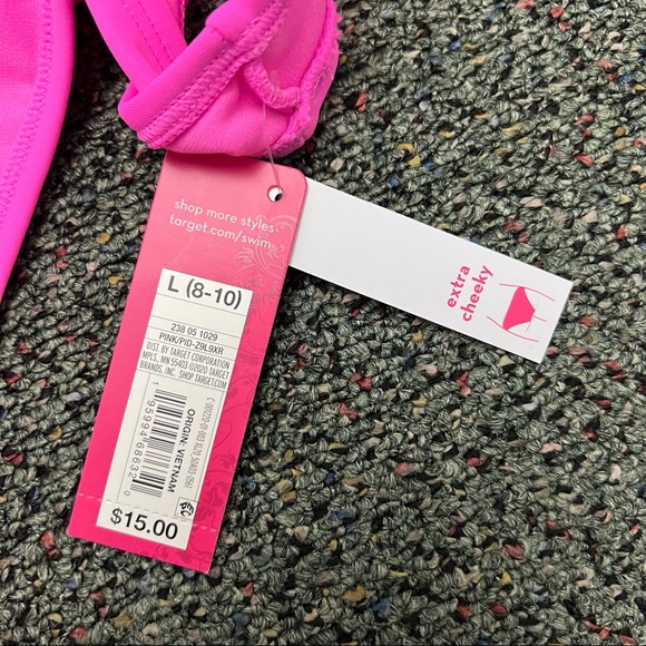 TARGET XHILARATION Pink Bikini Swim Bottoms Low-Rise Extra-Cheeky Lightweight L - Picture 15 of 16